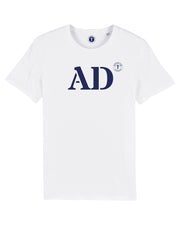 AD pour Audierne, Tshirt blanc et bleu par Quartier Iodé, pour hommes et femmes.