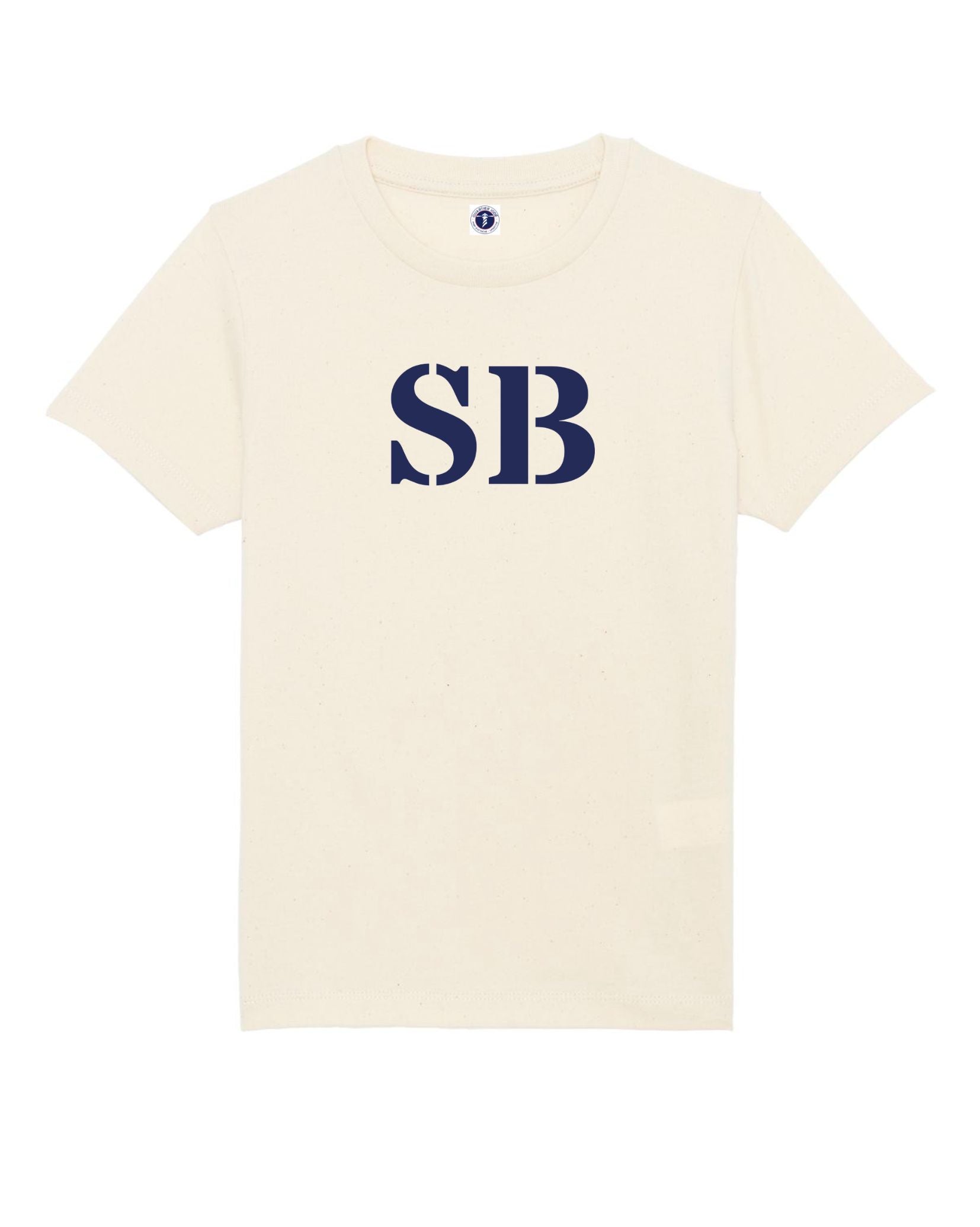 Saint Brieuc ou SB, de la marque Quartier Idoé, sur ce Tshirt filels et garçons, blanc écru.