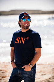 T-shirt Saint Nazaire SN "MON QUARTIER MARITIME" - Marine et orange - Unisexe - Quartier iodé