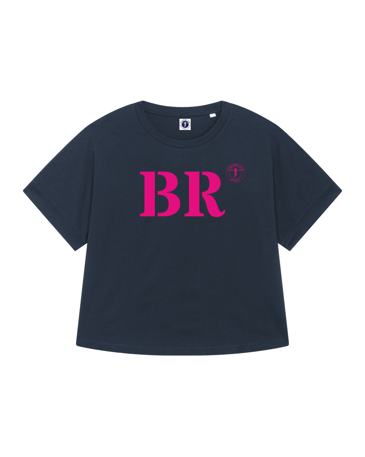 Tshirt Oversize breizh, de la marque bretonne Quartier iodé. Imprimé BR pour Brest. Idéal pour femme, style chic décontracté.