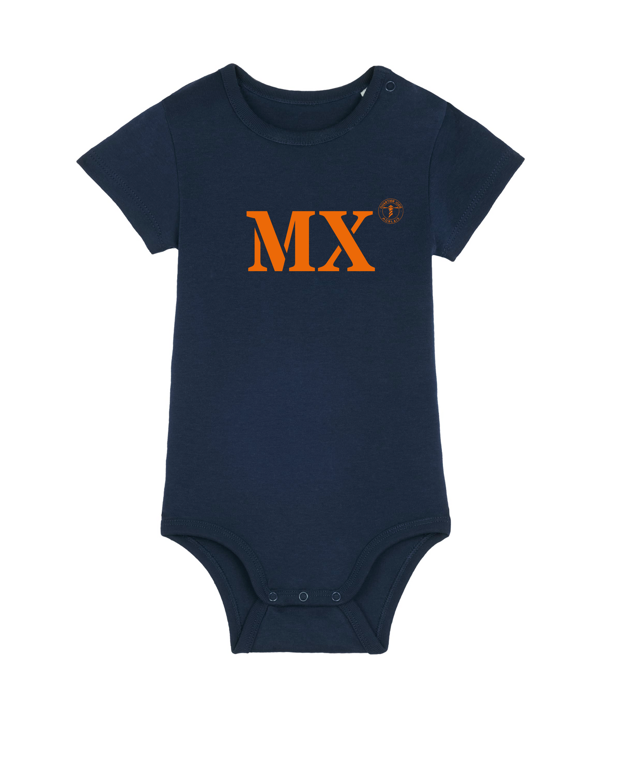 Body bleu marine orange Morlaix MX en coton bio par Quartier iodé