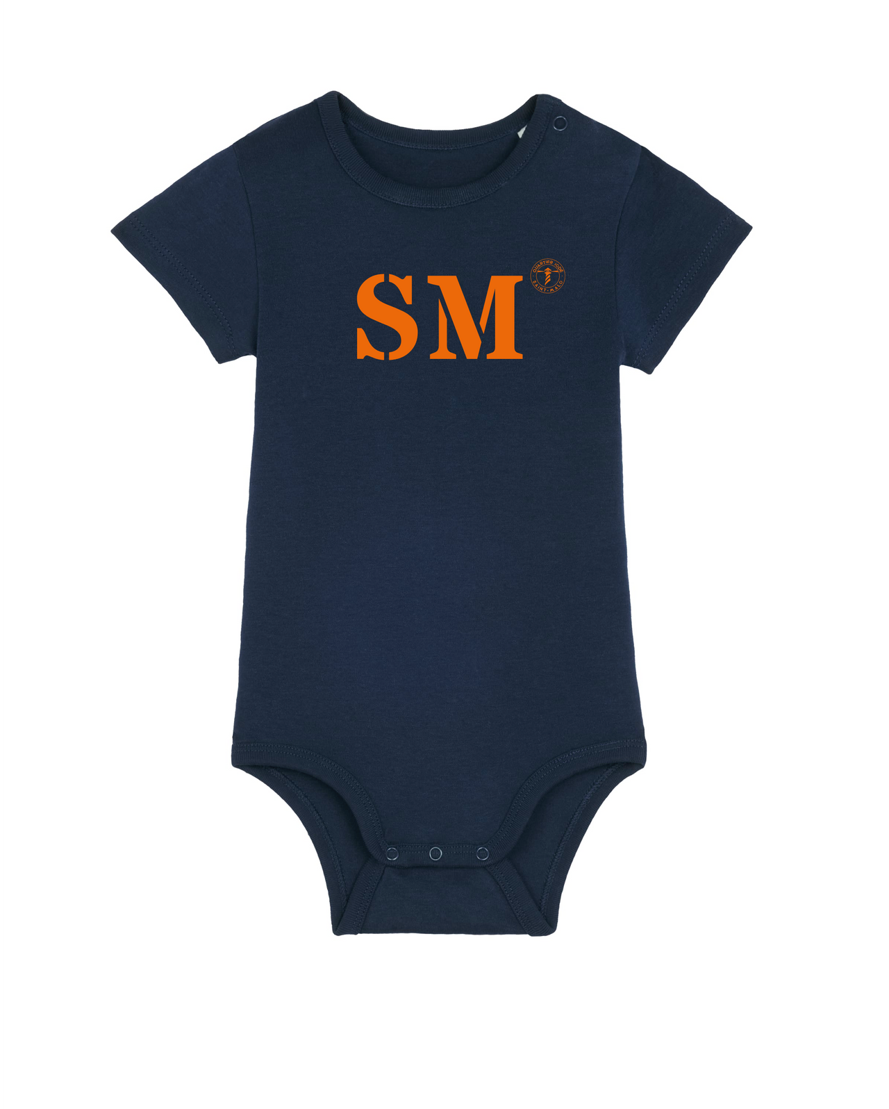 Body bleu marine orange Saint Malo en coton bio par Quartier iodé