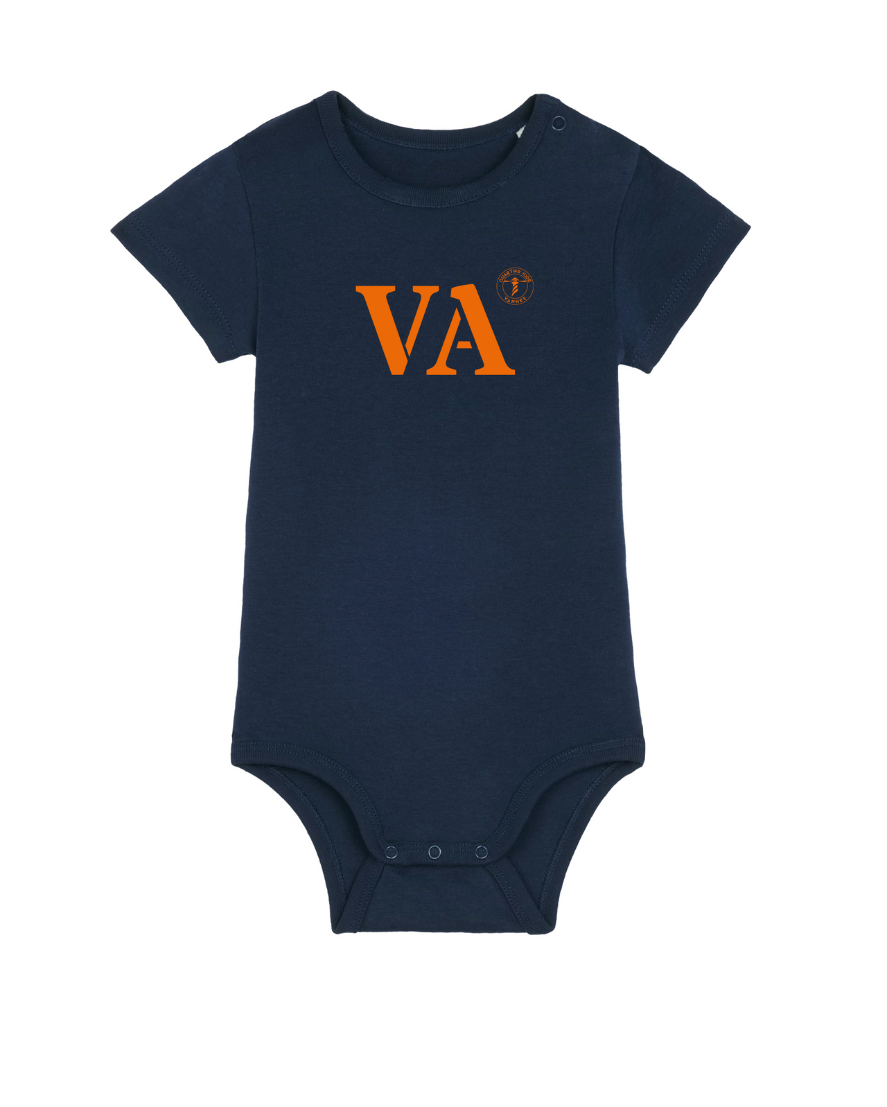Body bleu marine orange Vannes VA en coton bio par Quartier iodé