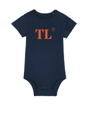 Body pour Bébé bleu marine orange Toulon TL en coton bio par Quartier iodé