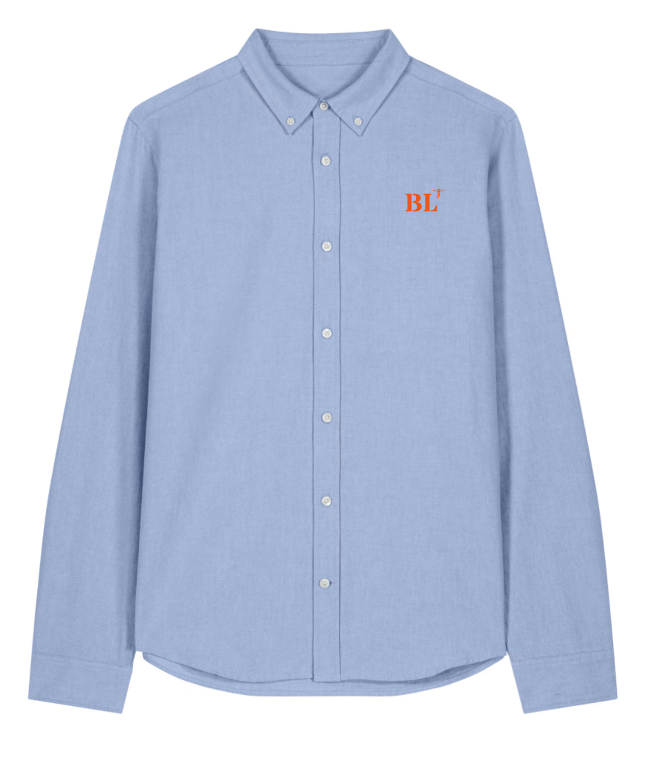 Chemise Boulogne sur Mer BL Hommes bleu ciel Orange - Blanc - Quartier iodé