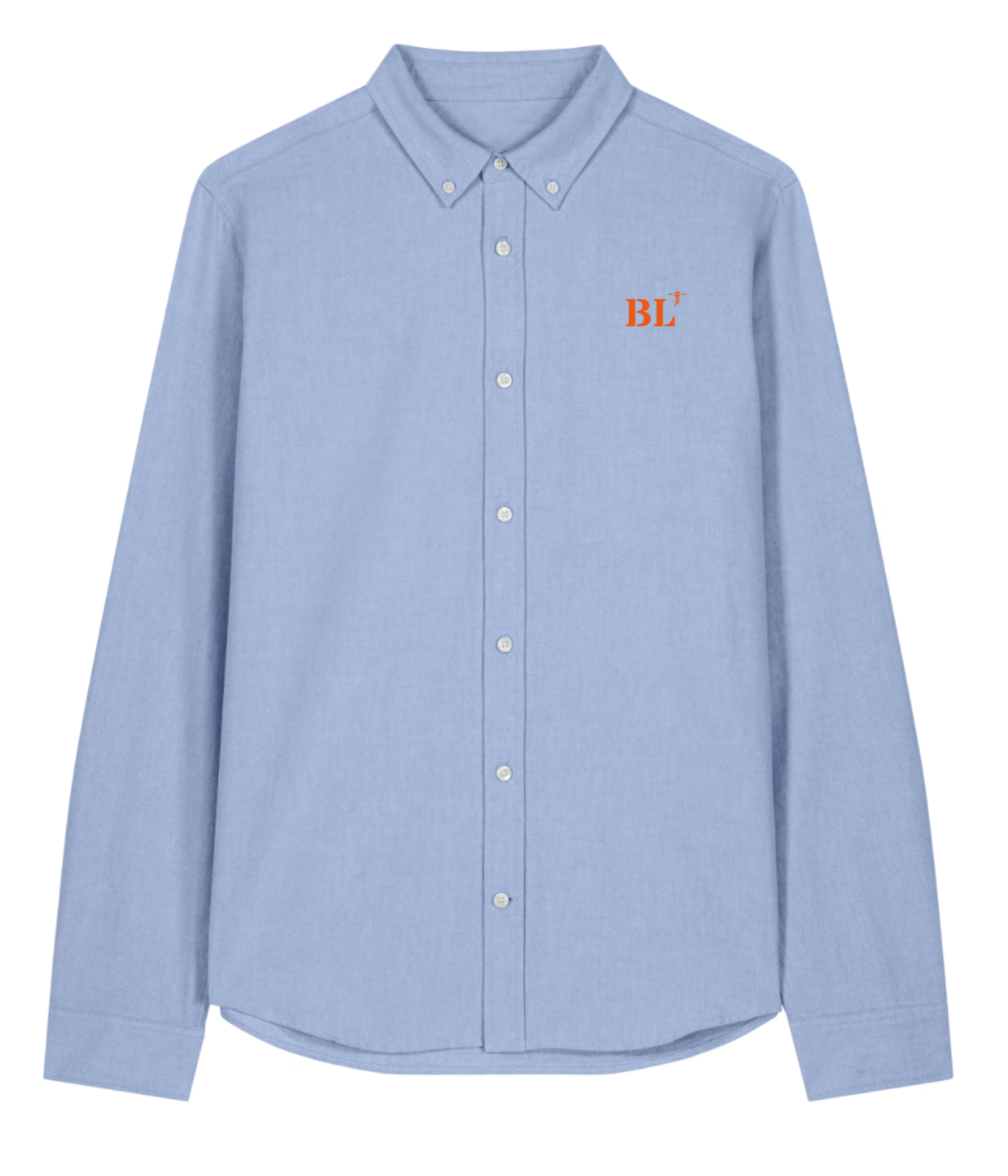Chemise Boulogne sur Mer BL Hommes bleu ciel Orange - Blanc - Quartier iodé