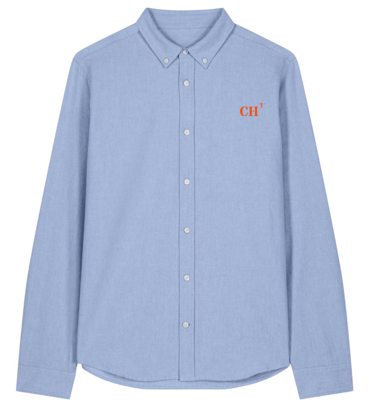 Chemise Cherbourg CH Hommes bleu ciel Orange - Blanc - Quartier iodé