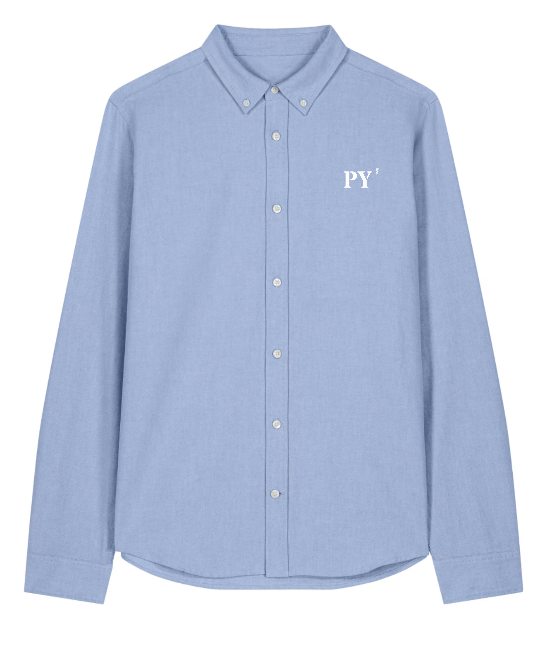 Chemise bleu ciel PY Papeete - orange / blanc - quartier iodé 