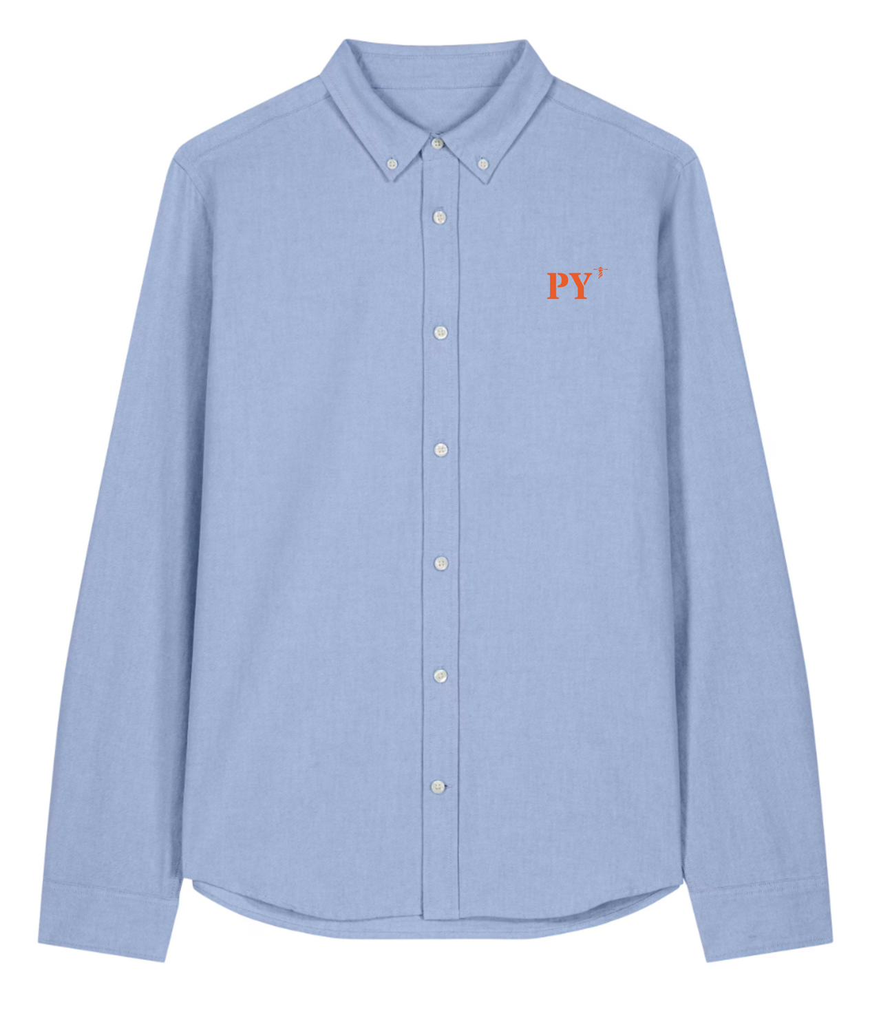 Chemise bleu ciel PY Papeete - orange / blanc - quartier iodé 