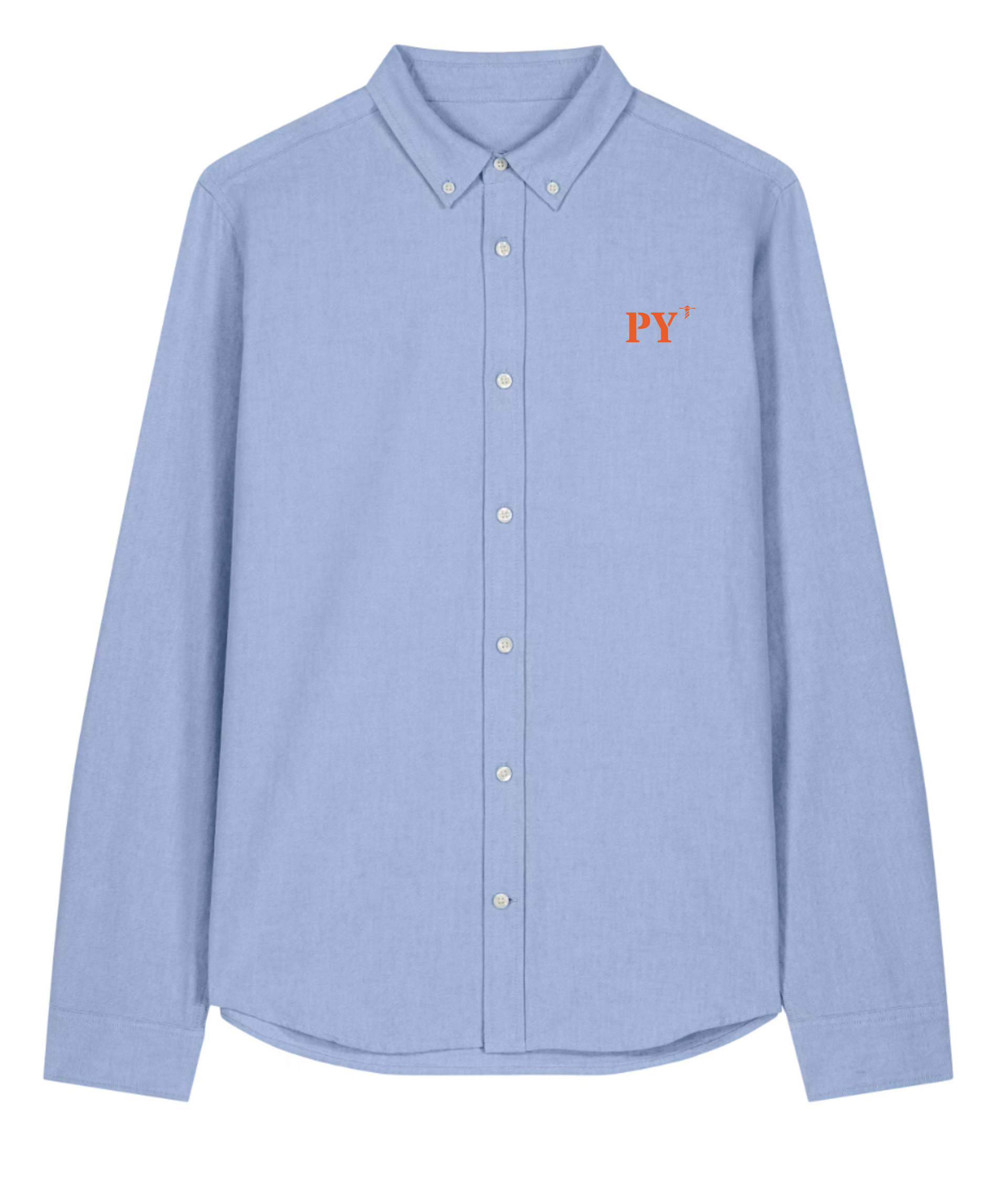 Chemise bleu ciel PY Papeete - orange / blanc - quartier iodé 