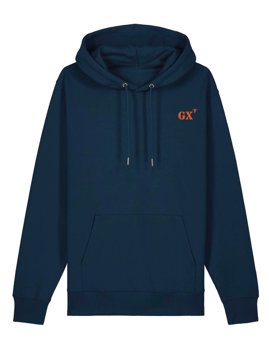 Sweat à capuche GX Groix - Bleu Marine brodé Orange
