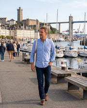 Chemise brodé BR Brest Bleu Ciel - Orange , quartier iodé