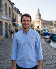 Chemise brodé CC Concarneau Bleu Ciel - Orange, quartier iodé