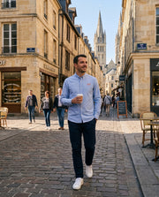Chemise brodé CN Caen VA Bleu Ciel - Orange , quartier iodé