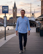 Chemise brodé DK Dunkerque Bleu Ciel - Orange, quartier iodé