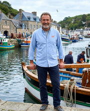 Chemise brodé DZ Douarnenez Bleu Ciel - Orange, quartier iodé