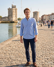 Chemise La Rochelle LR Bleu Ciel - Orange , quartier iodé