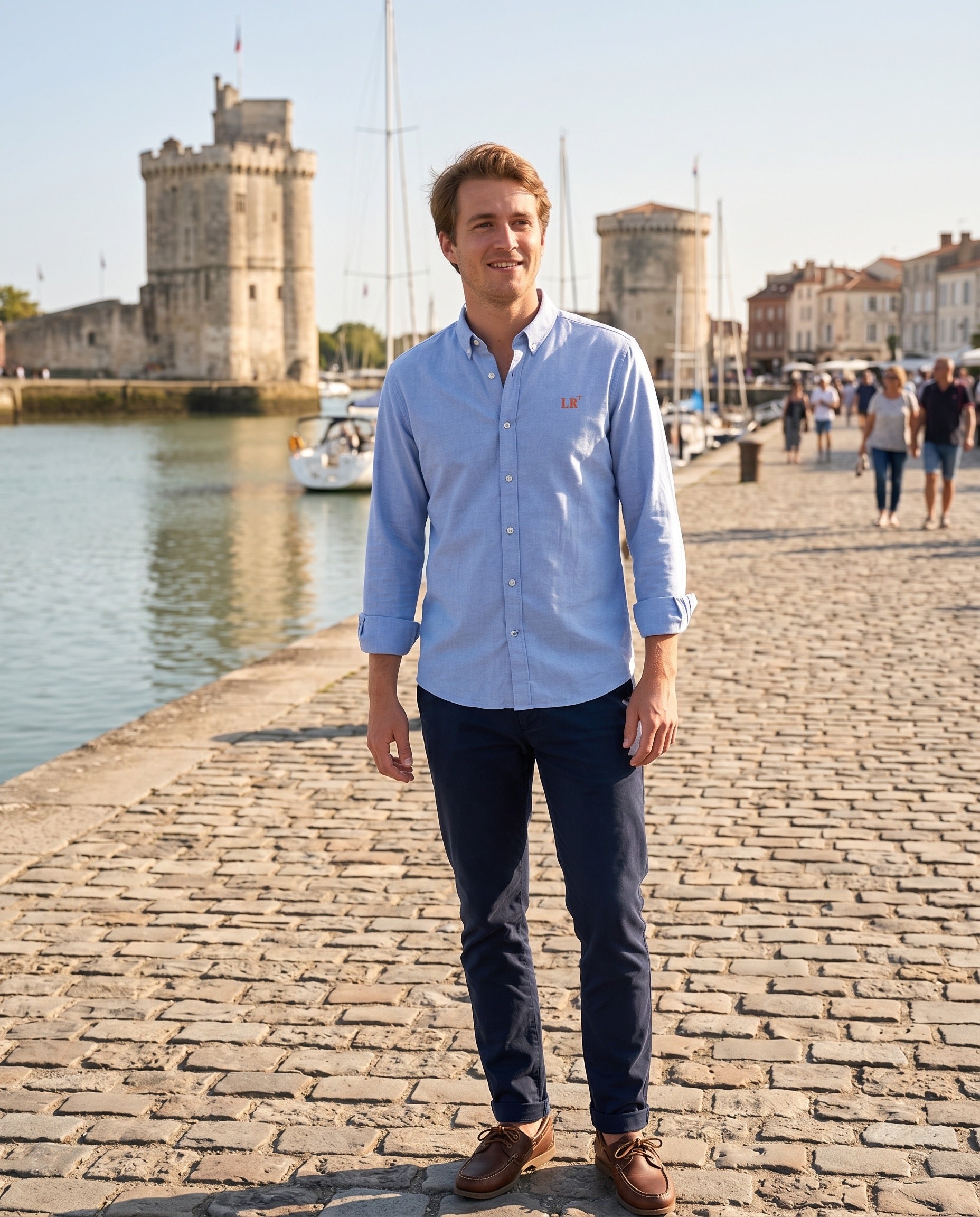 Chemise La Rochelle LR Bleu Ciel - Orange , quartier iodé