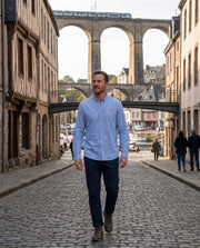 Chemise MX Morlaix Bleu Ciel - Orange, Quartier iodé