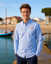 Chemise brodé NO Noirmoutier Ciel Bleu Orange - quartier iodé