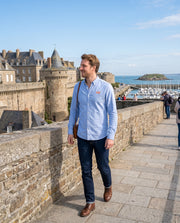 Chemise brodé SM Saint-Malo Bleu Ciel - Orange , Quartier iodé