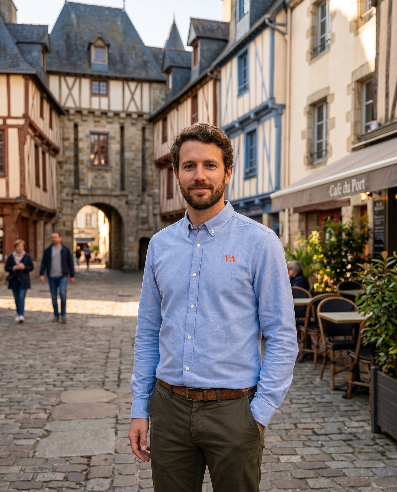Chemise brodé VA Vannes Bleu Ciel - Orange , Quartier iodé