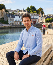 Chemise brodé AY Auray Bleu CIEL Orange - quartier iodé