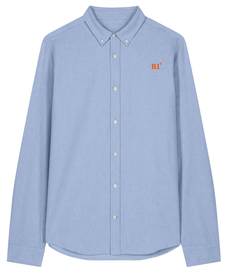 Chemise brodé B.I Belle-Île  Bleu CIEL Orange - quartier iodé