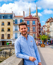 Chemise brodé BA Bayonne Bleu Ciel Orange - quartier iodé