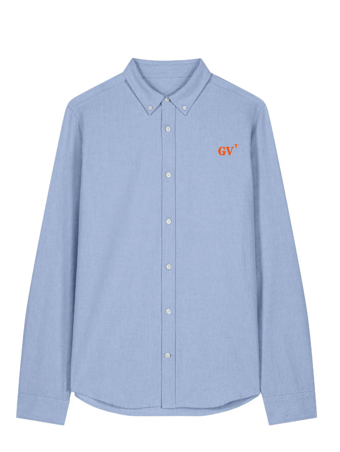 Chemise brodé GV Le Guilvinec Bleu-Ciel Orange quartier iodé