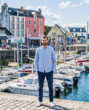 Chemise brodé GX Groix Bleu CIEL Orange - quartier iodé