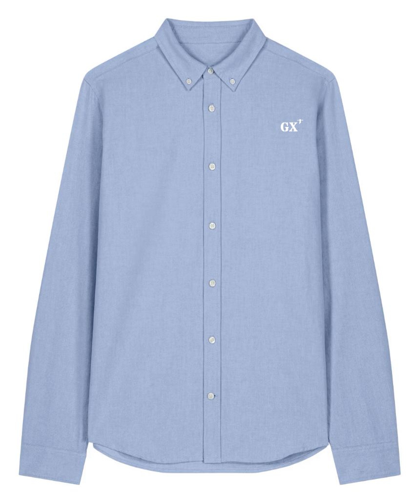 Chemise brodé GX Groix Bleu ciel Blanc - quartier iodé