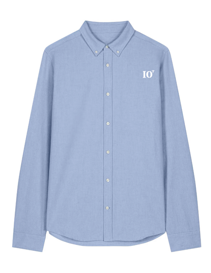 Chemise brodé IO Île d'Oléron Bleu Ciel Blanc - quartier iodé