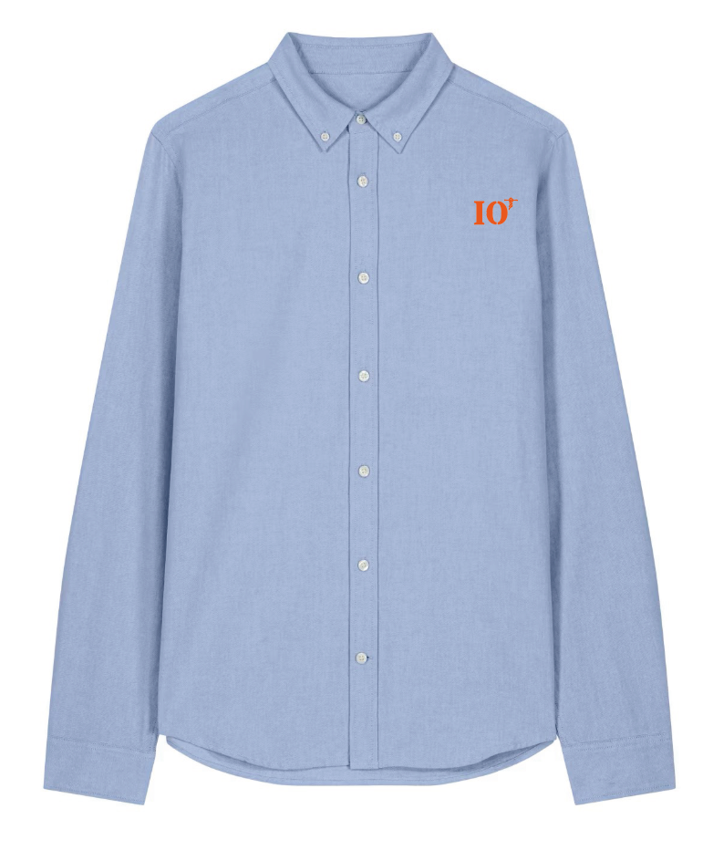 Chemise brodé IO Île d'Oléron Bleu Ciel Orange - quartier iodé