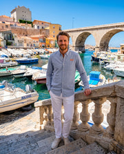 Chemise brodé MA Marseille Ciel Bleu Orange - Quartier iodé