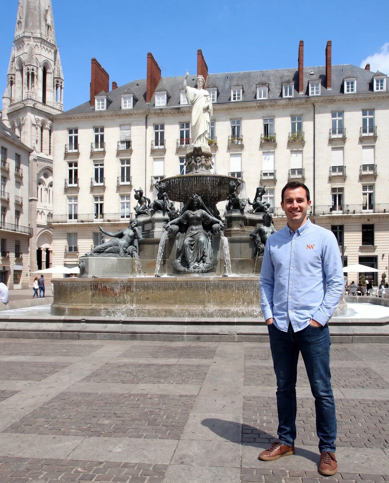 Chemise brodé NA Nantes Bleu CIEL Orange - quartier iodé