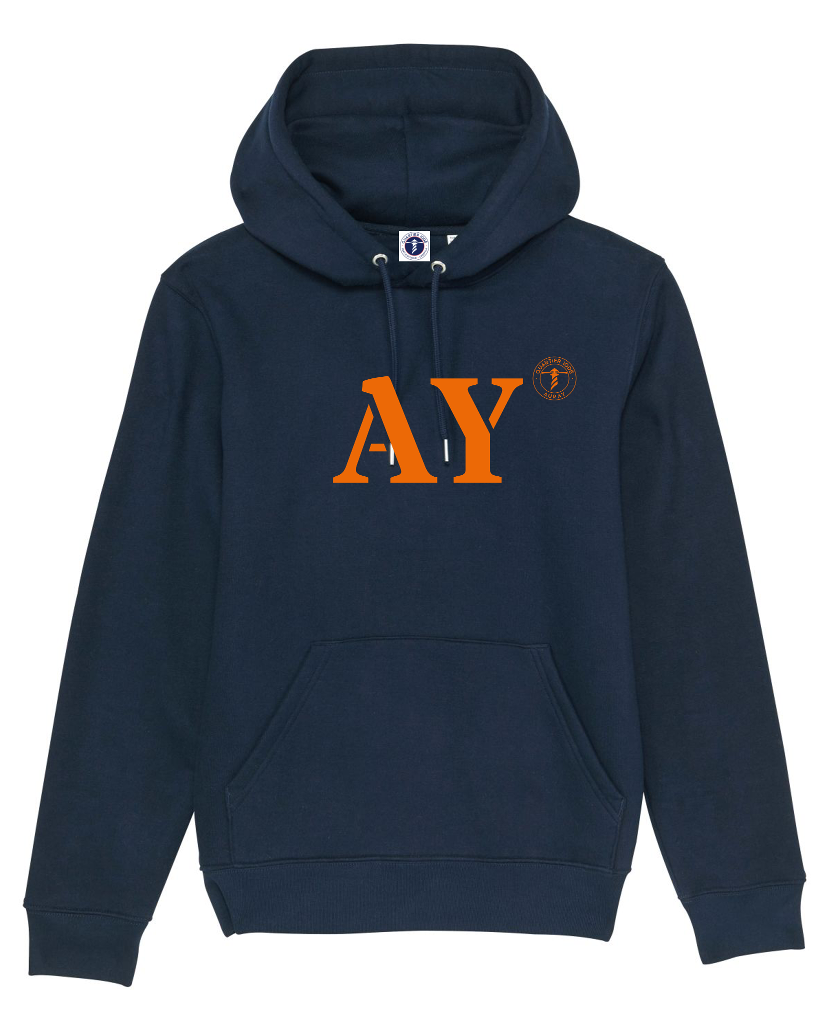 Sweat à capuche Auray AY Rose et Bleu Marine Unisexe - Quartier iodé