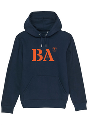 Sweat à capuche Bayonne BA Bleu Marine et Orange - quartier iodé 