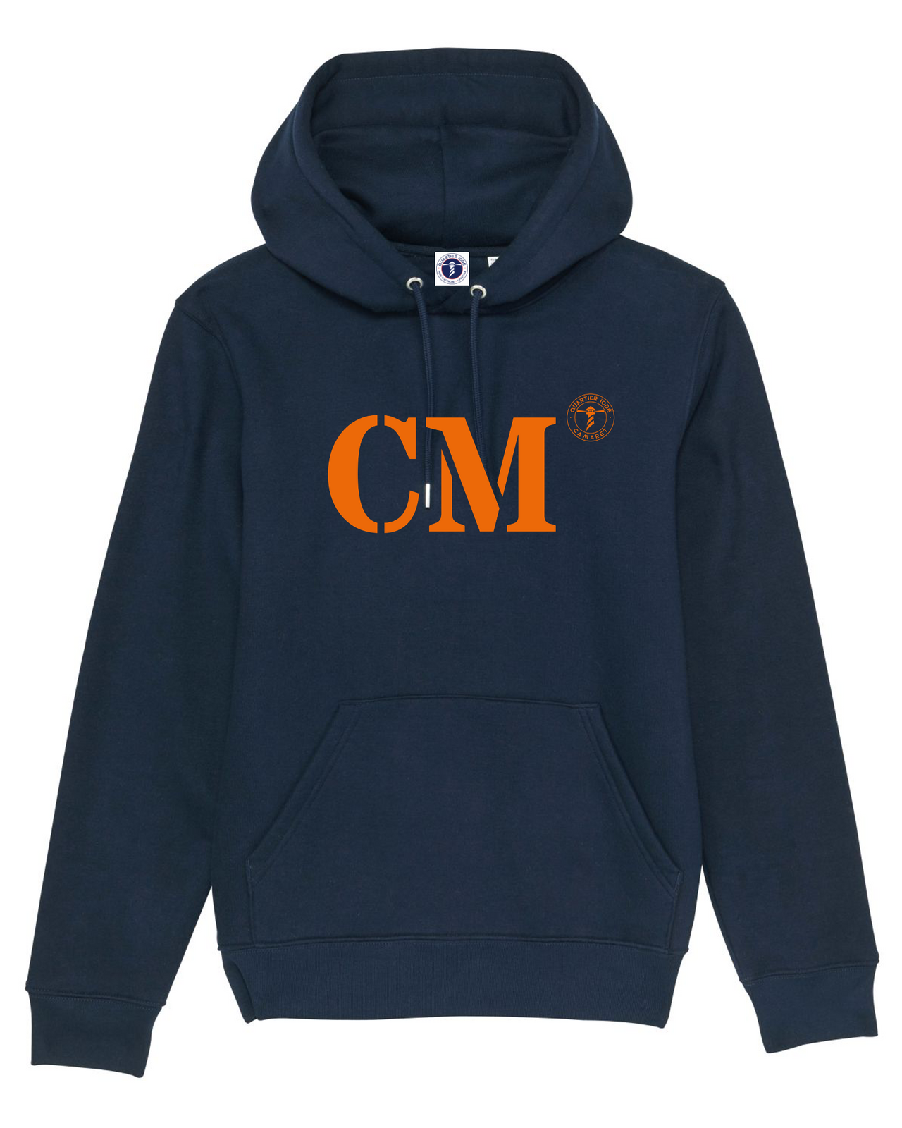 Sweat à capuche CM Camaret Bleu Marine- Orange - Blanc - quartier iodé 