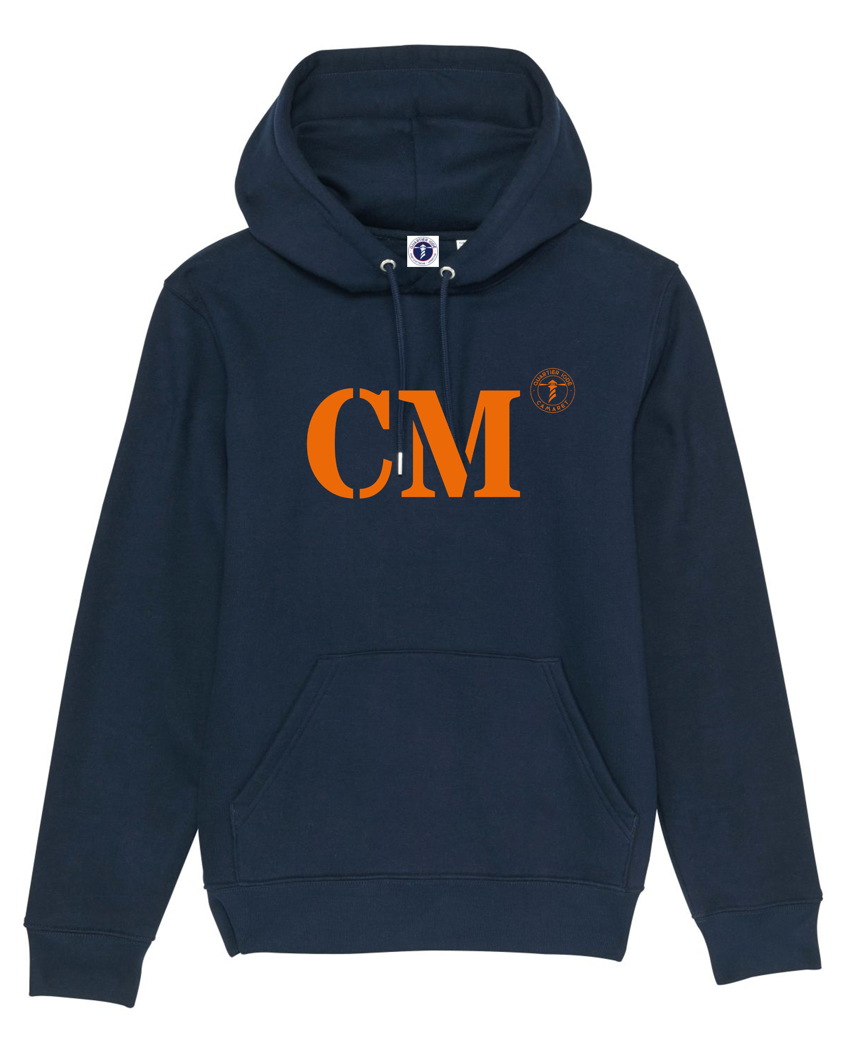 Sweat à capuche CM Camaret Bleu Marine- Orange - Blanc - quartier iodé 