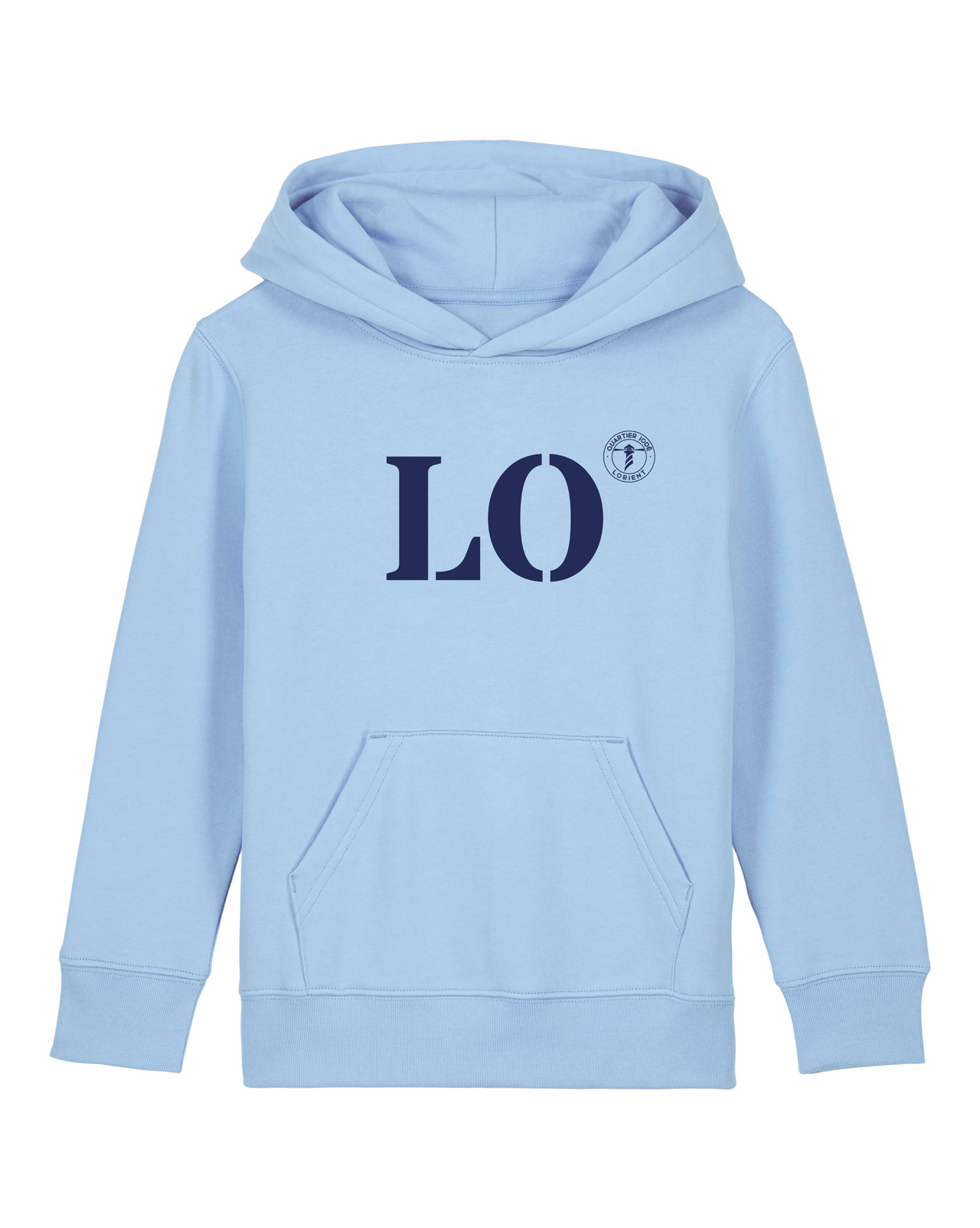 Sweat capuche enfant LO Lorient Bleu clei marquage bleu