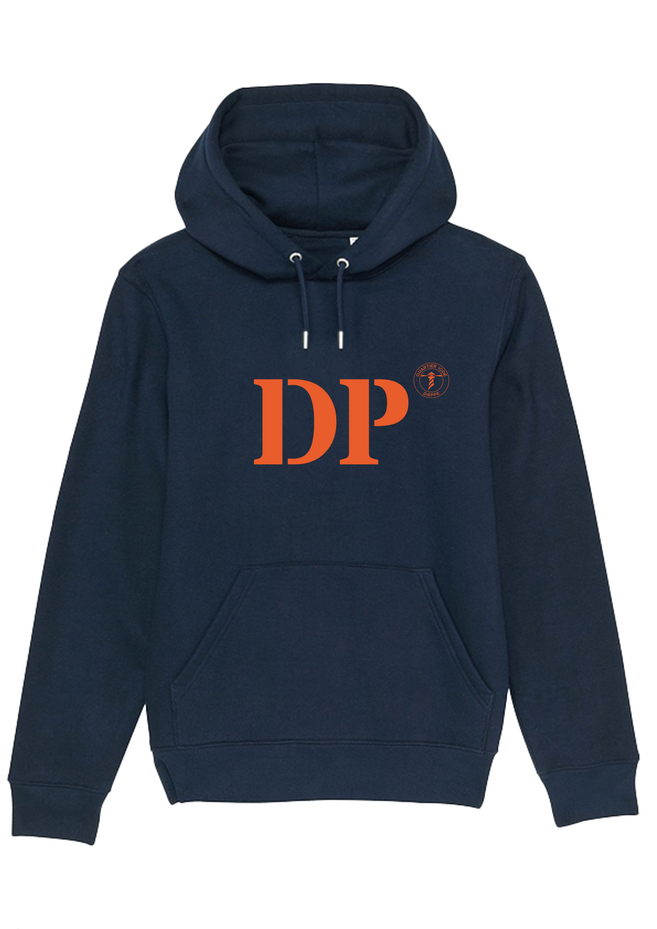 Sweat à capuche  DP Dieppe Marine et Orange Unisexe - Quartier iodé