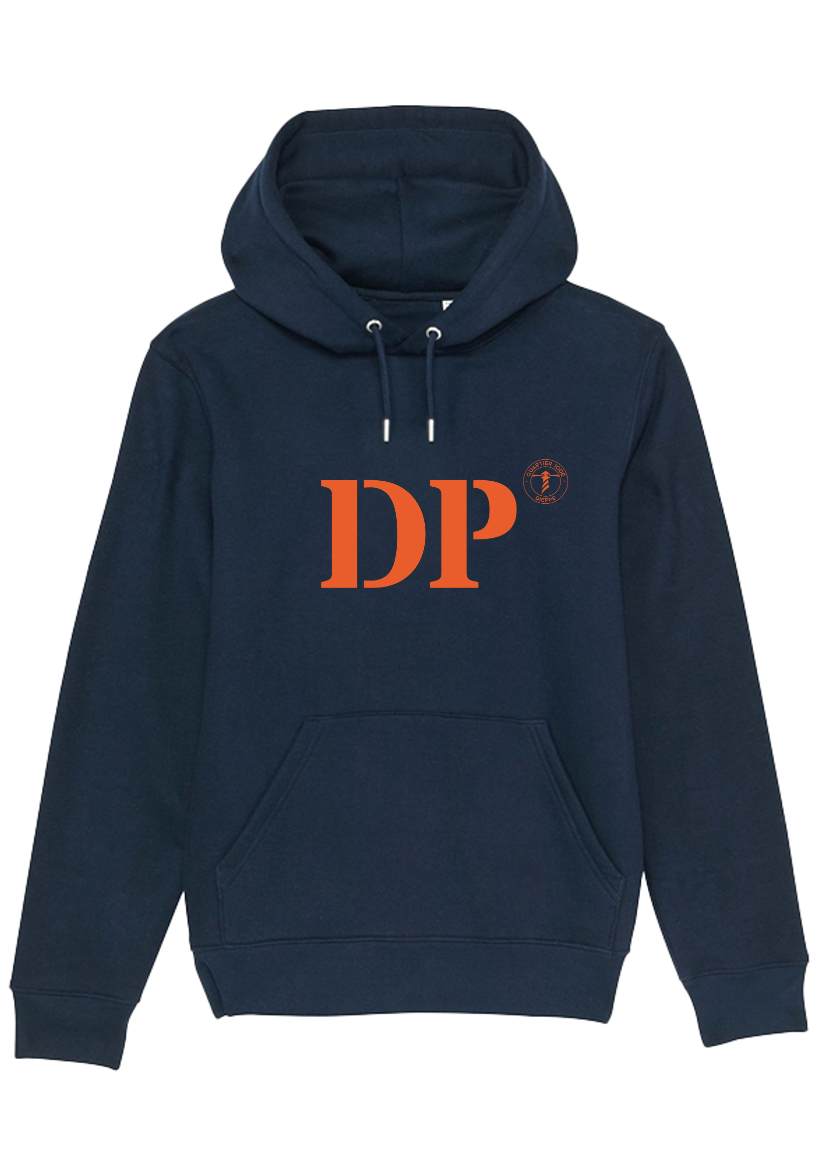 Sweat à capuche  DP Dieppe Marine et Orange Unisexe - Quartier iodé