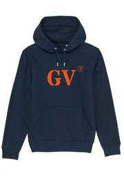 Sweat à capuche Guilvinec GV Marine et Orange Unisexe - Quartier iodé