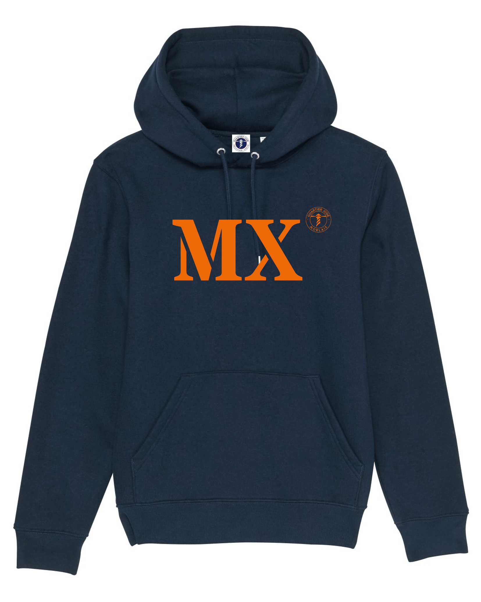 Sweat enfants Morlaix MX à capuche Bleu et orange - Quartier iodé