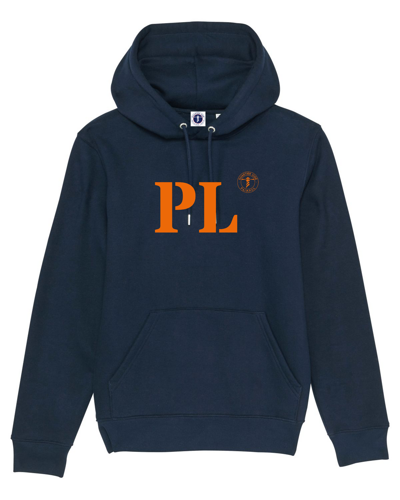 Sweat capuche PL Paimpol  Bleu Marine et Orange - quartier iodé 