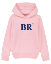 Sweat capuche rose avec votre port d'attache Brest BR en coton biologique pour un look décontracté et très confort.