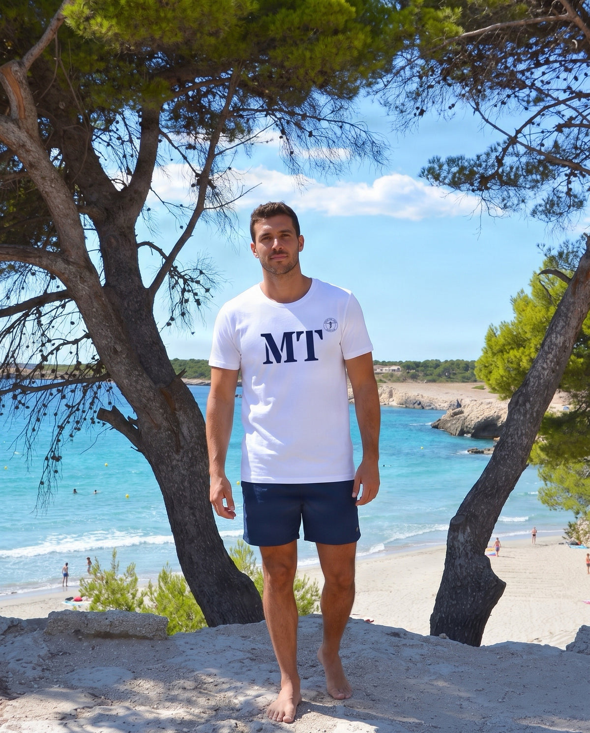 T-shirt Martigues MT Blanc et Bleu Marine