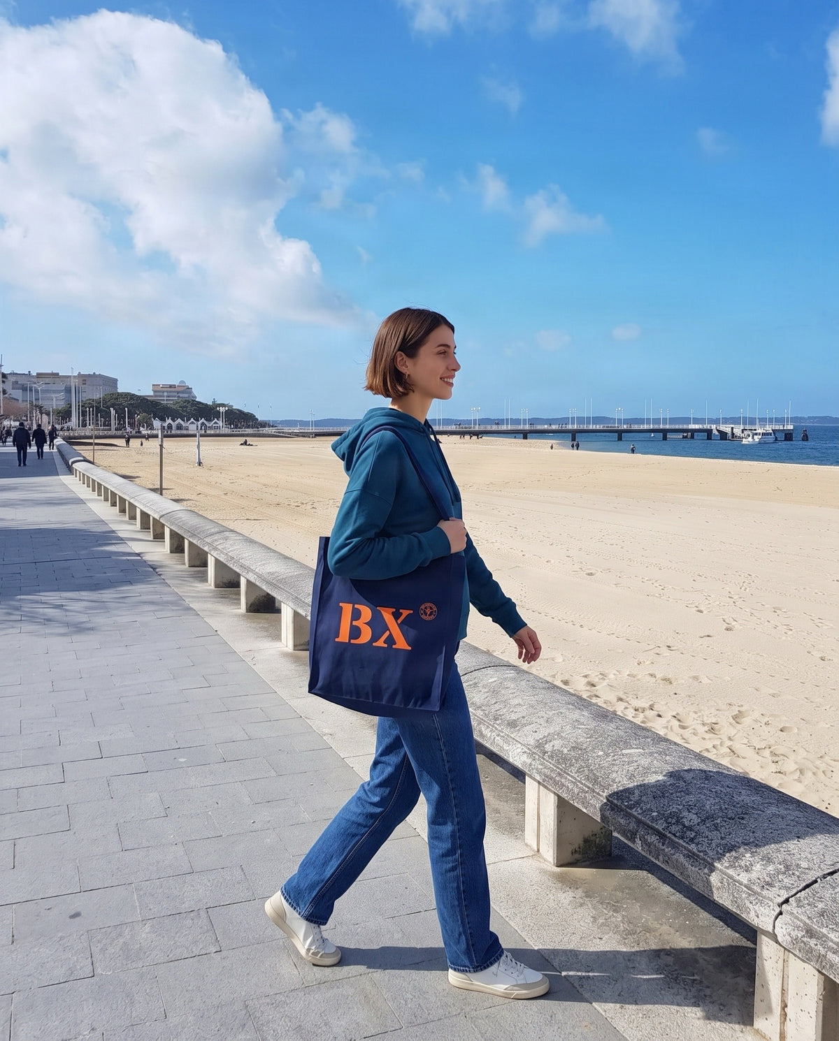 Tote bag BX Bordeaux Bleu Marine - Orange