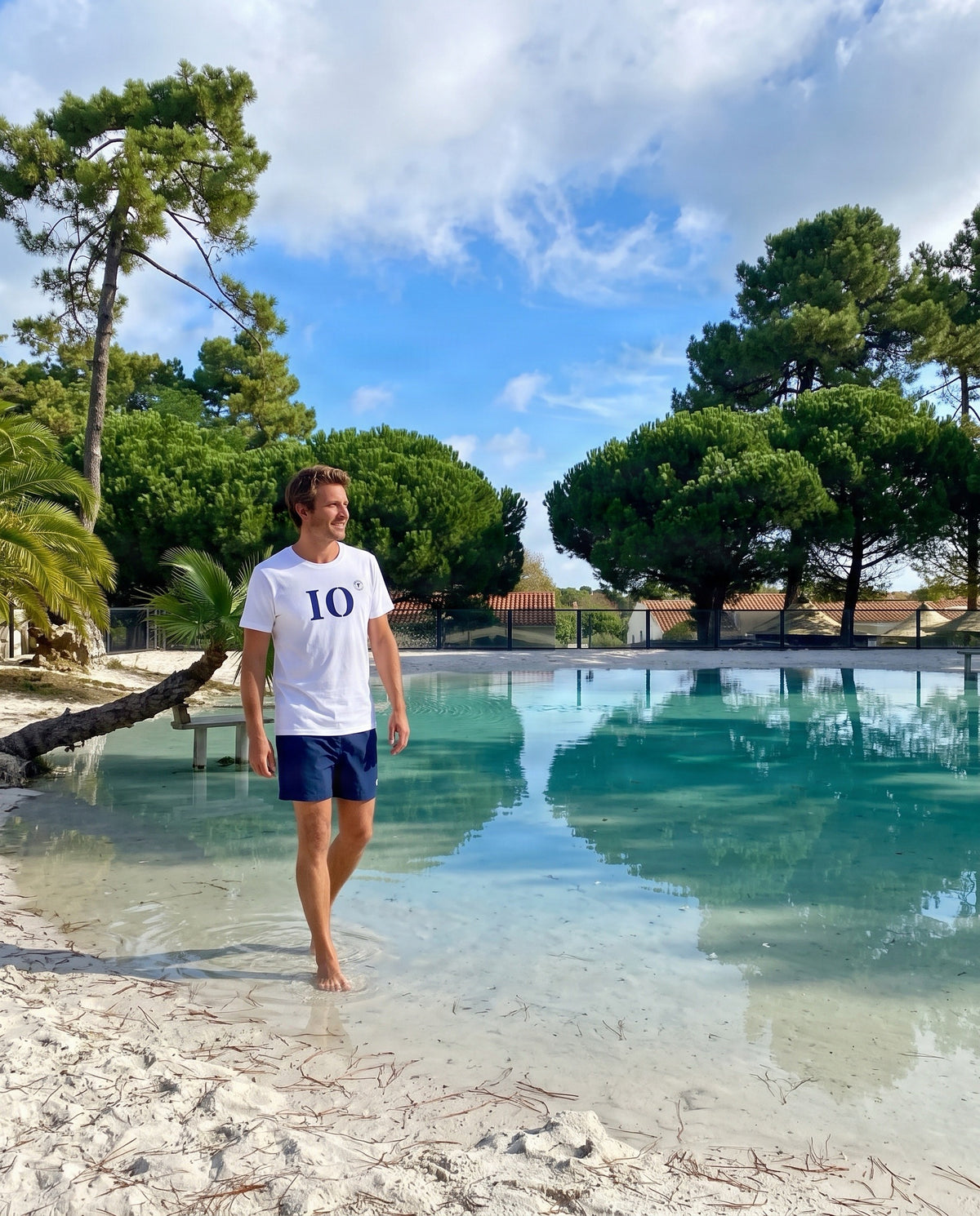 T-shirt Île D'Oléron IO Blanc et Bleu Marine